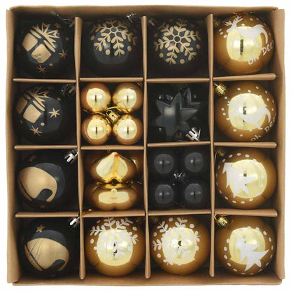 Set di Palle di Natale 40 pcs Nero e Oro Plastica | homemem39