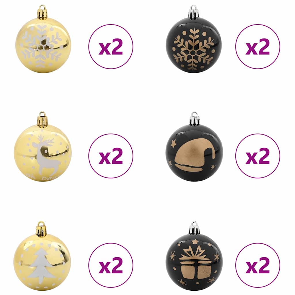 Set di Palle di Natale 40 pcs Nero e Oro Plastica | homemem39