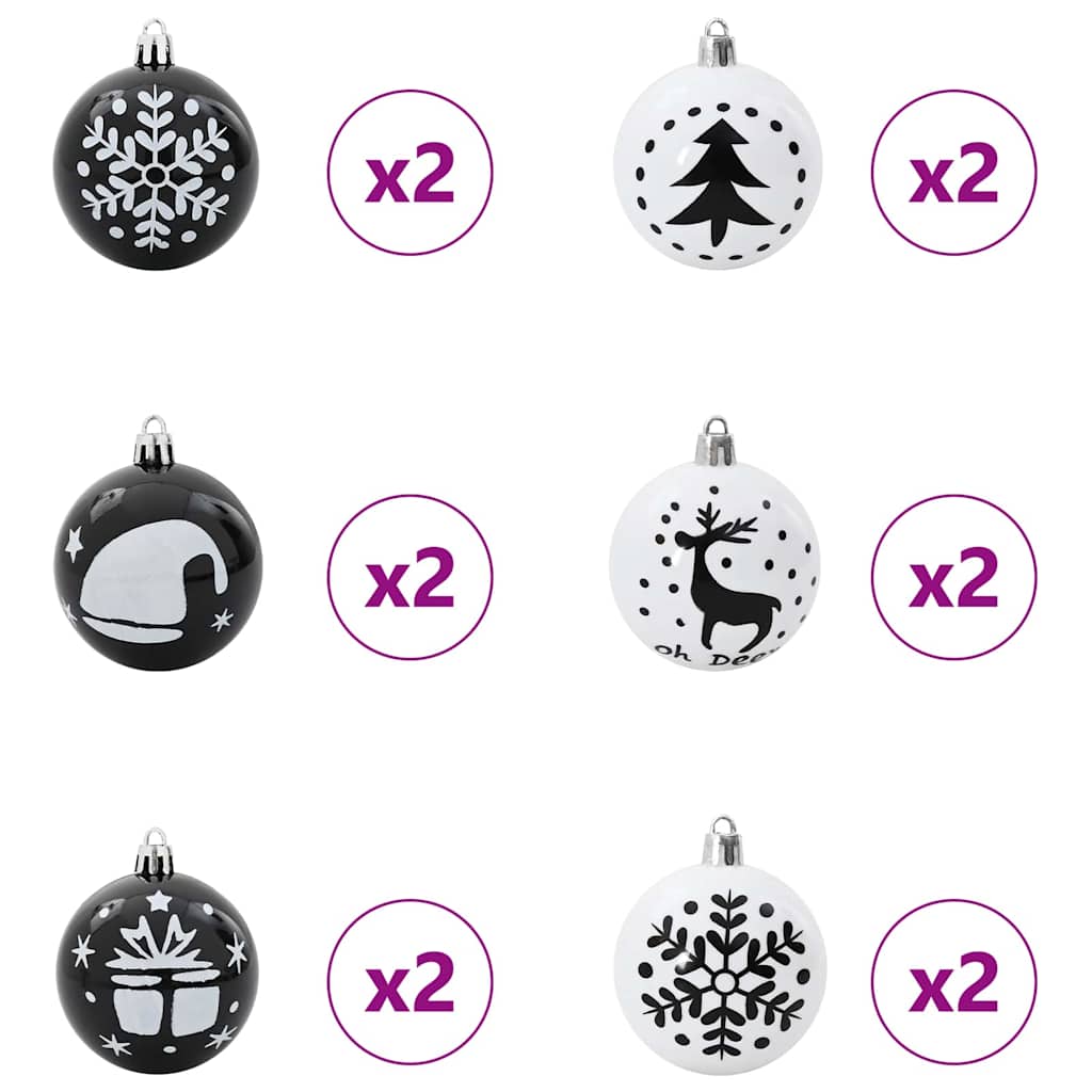 Set di Palle di Natale 40 pcs Nero e Bianco Plastica | homemem39