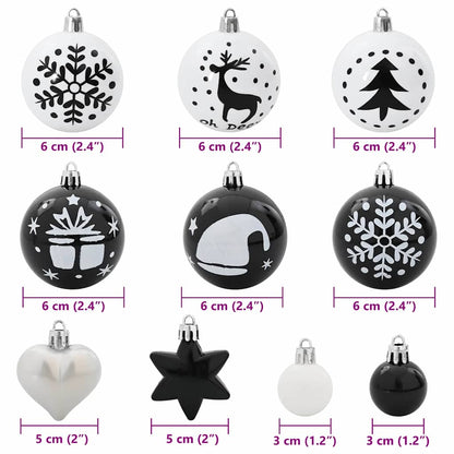 Set di Palle di Natale 40 pcs Nero e Bianco Plastica | homemem39