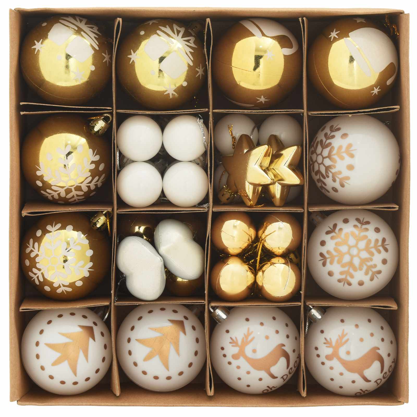 Set di Palle di Natale 40 pcs Bianco e Oro Plastica | homemem39