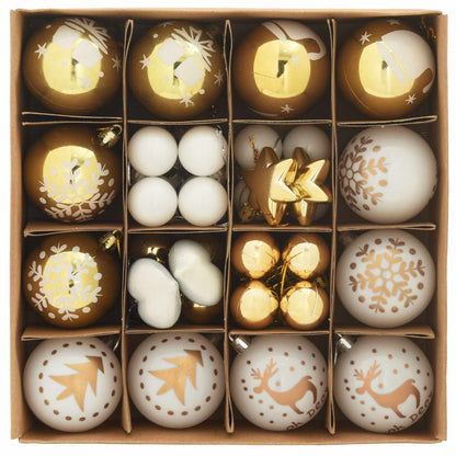 Set di Palle di Natale 40 pcs Bianco e Oro Plastica | homemem39