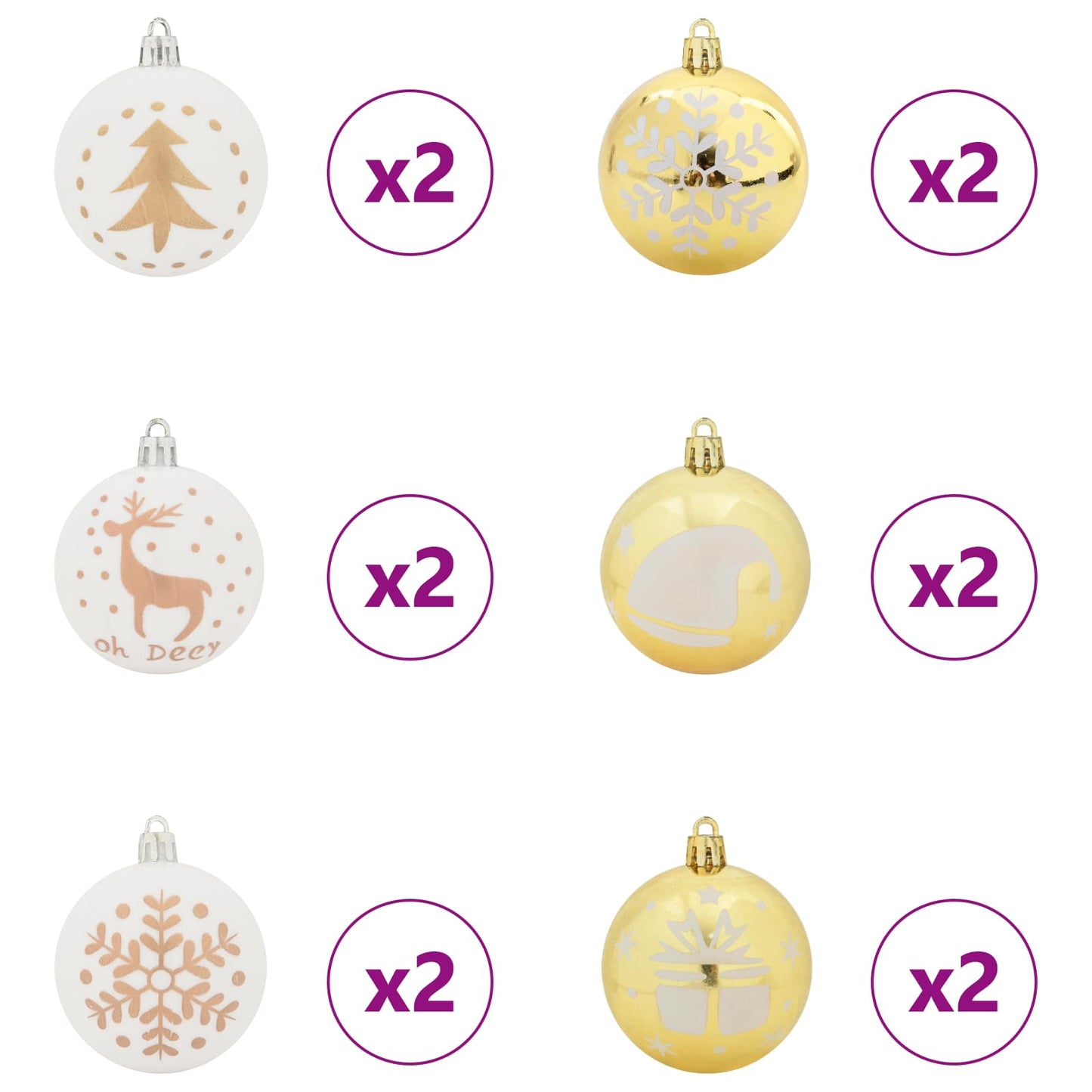 Set di Palle di Natale 40 pcs Bianco e Oro Plastica | homemem39