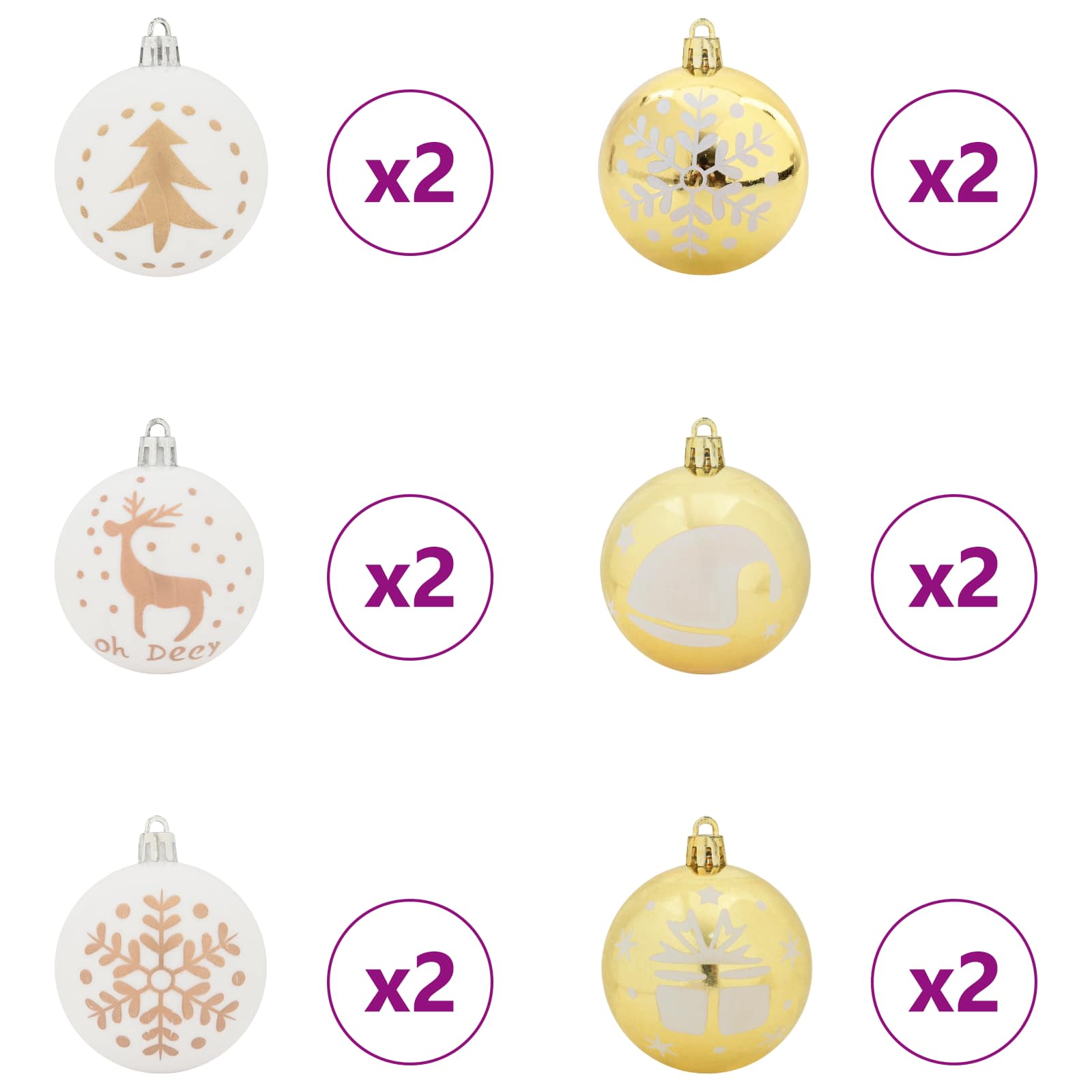 Set di Palle di Natale 40 pcs Bianco e Oro Plastica | homemem39