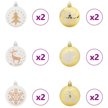 Set di Palle di Natale 40 pcs Bianco e Oro Plastica | homemem39