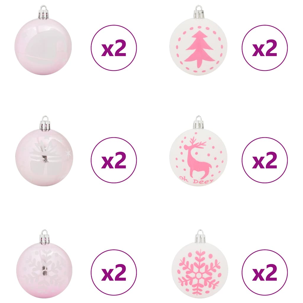 Set di Palle di Natale 40 pcs Bianco e Rosa Plastica | homemem39