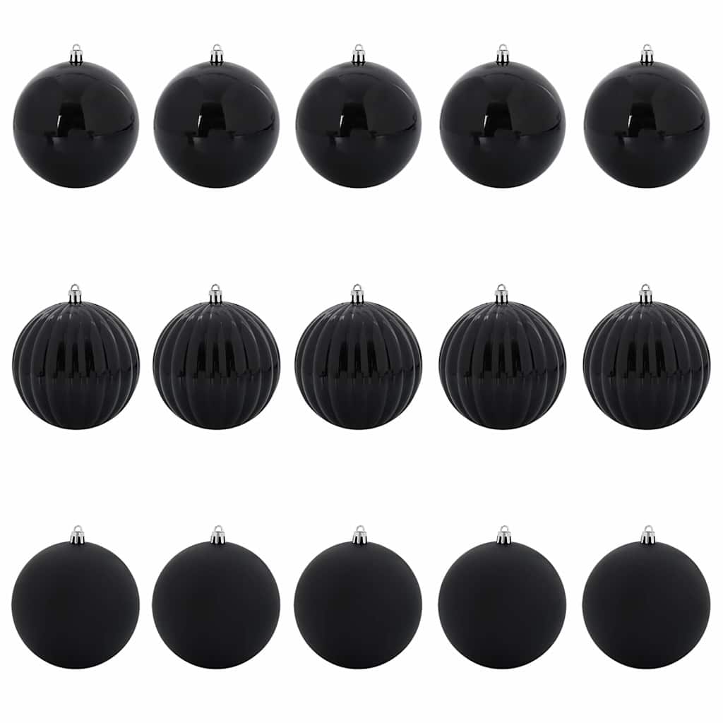 Set di palline di Natale XL 15 pz Nero Plastica