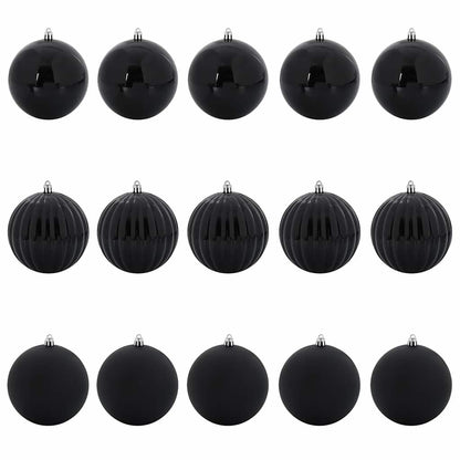 Set di palline di Natale XL 15 pz Nero Plastica