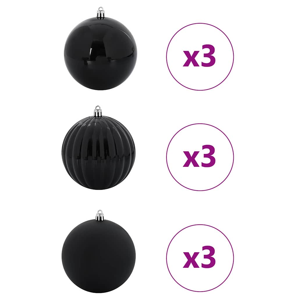 Set di Palline di Natale XL 9 pz Nero Plastica | homemem39