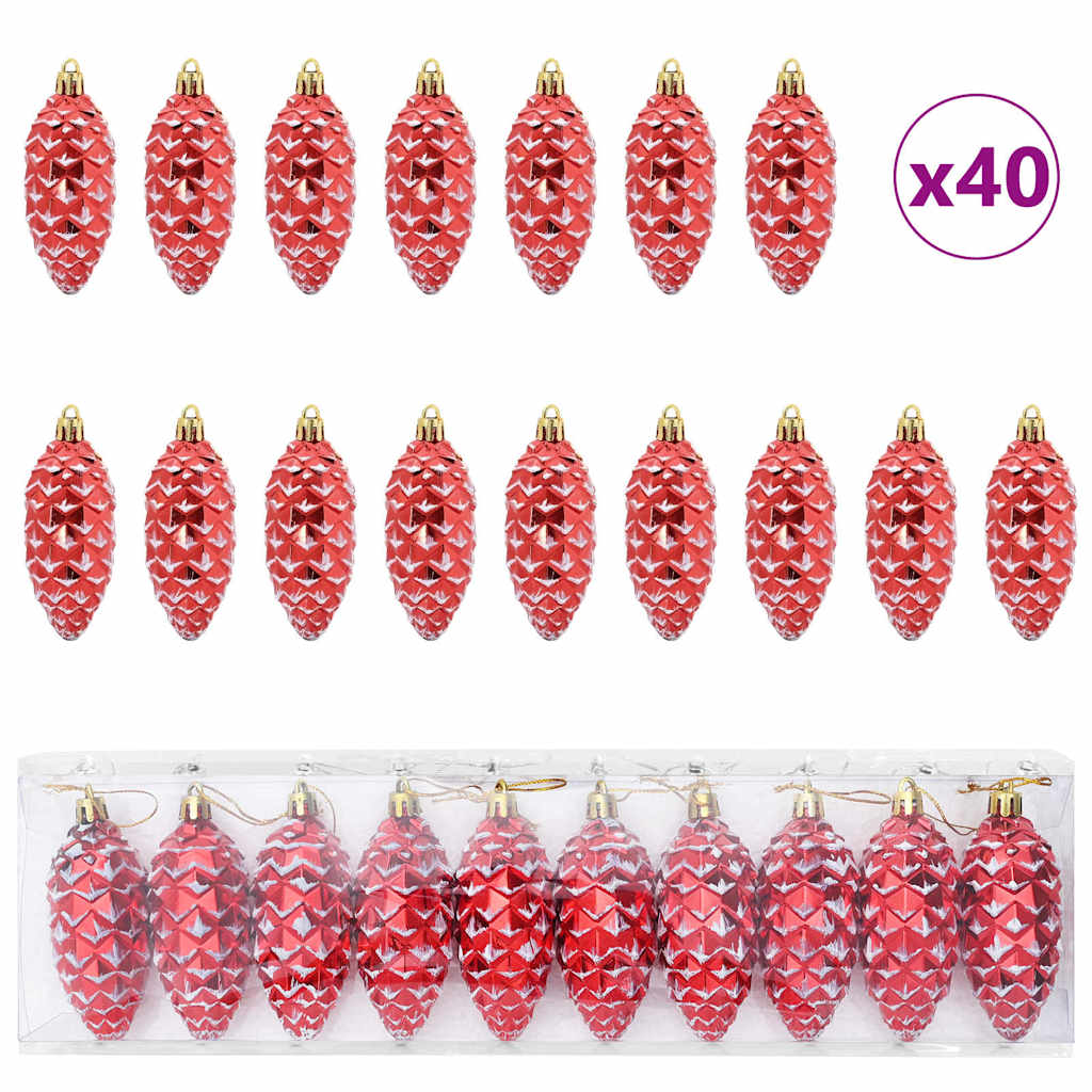 Palla di pino di Natale 40 pcs Rosso Plastica