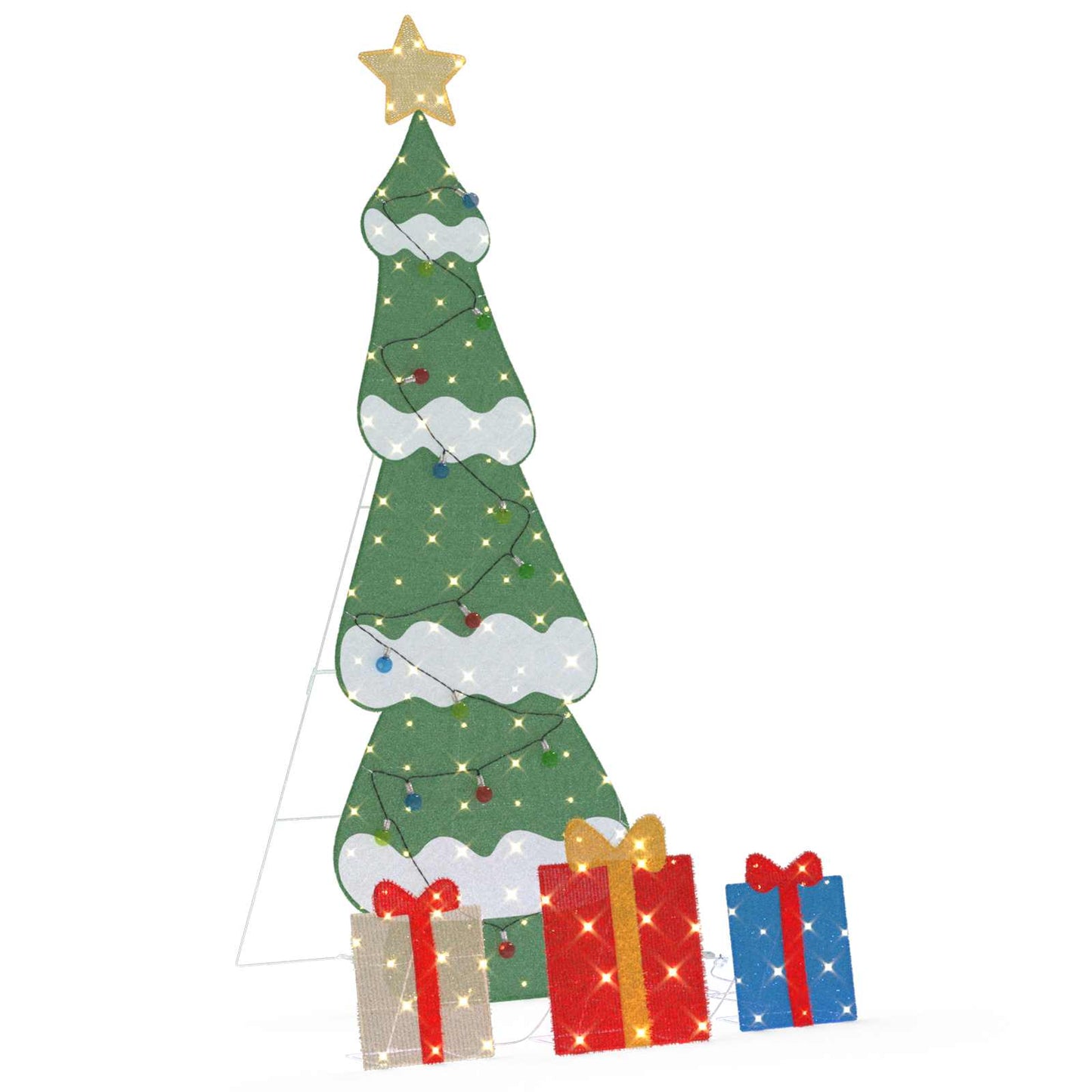 Albero di Natale Illuminato con 3 Scatole Regalo 2D Bianco Caldo | homemem39