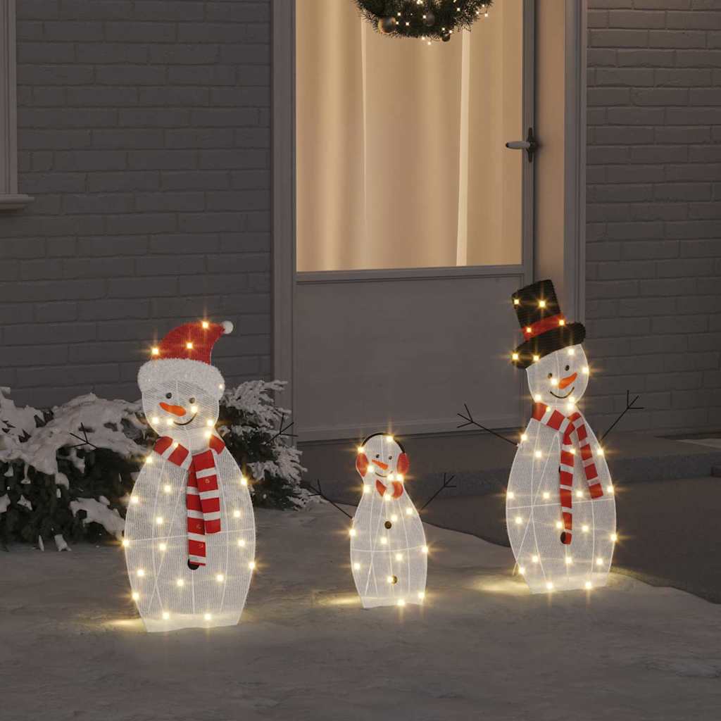 Familia di Pupazzi di Neve Illuminati 3 pcs Bianco caldo | homemem39