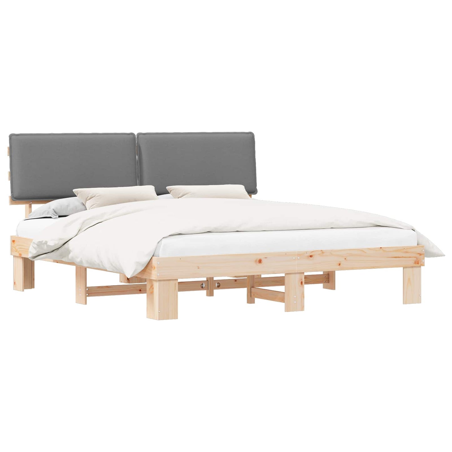 Letto con Testiera Rivestita Grigio chiaro 200 x 200 cm | homemem39