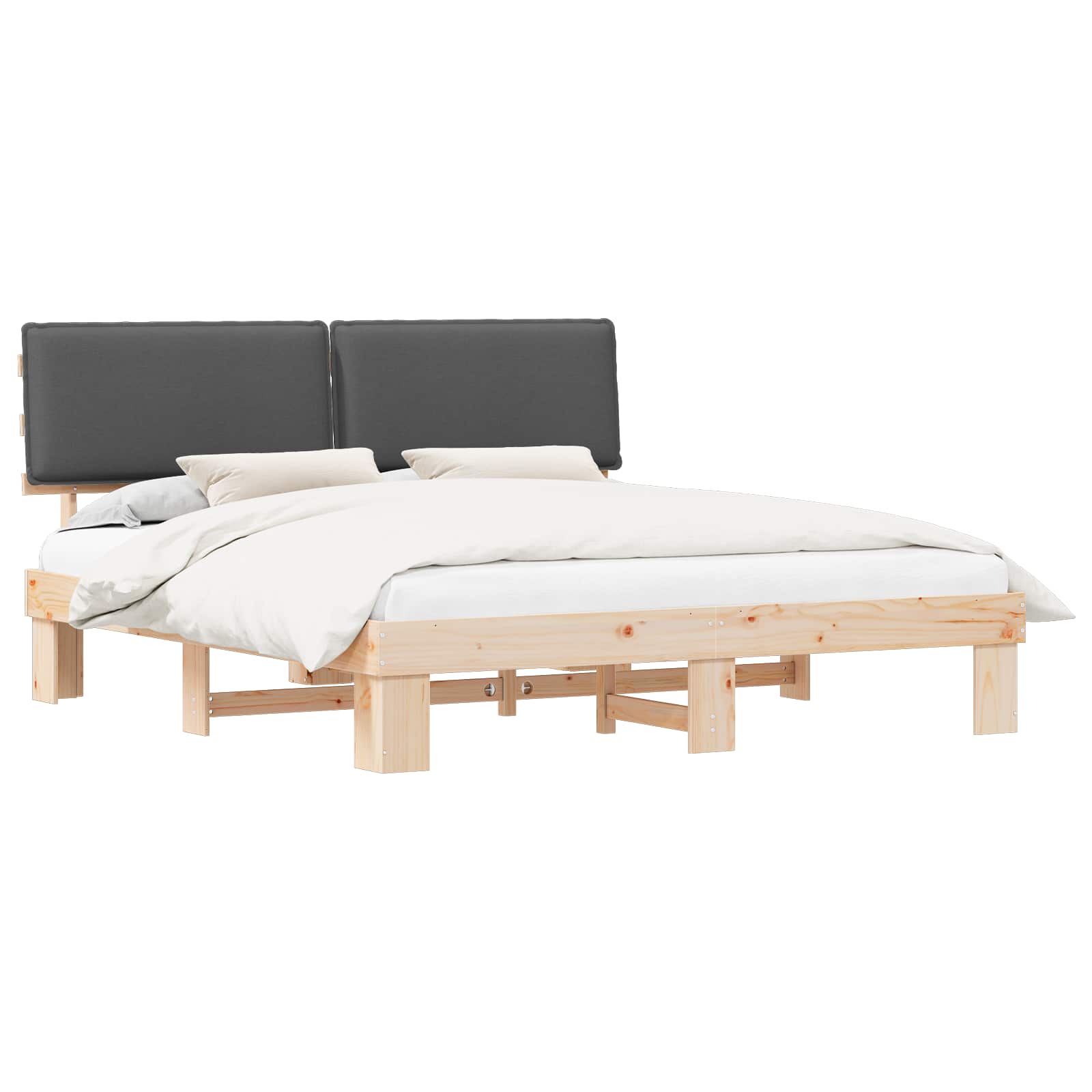 Letto con Testiera Rivestita Grigio scuro 200 x 200 cm | homemem39