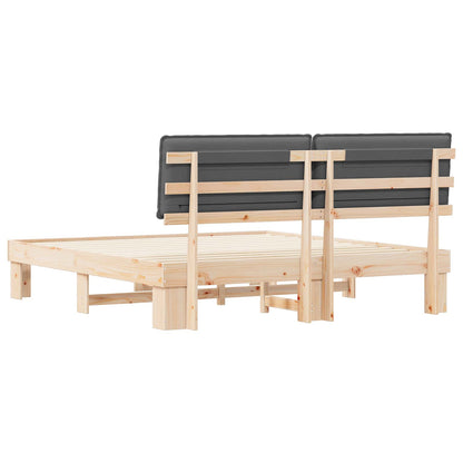 Letto con Testiera Rivestita Grigio scuro 200 x 200 cm | homemem39