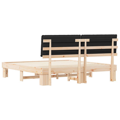 Letto con Testiera Rivestita Nero 200 x 200 cm Pino massello | homemem39