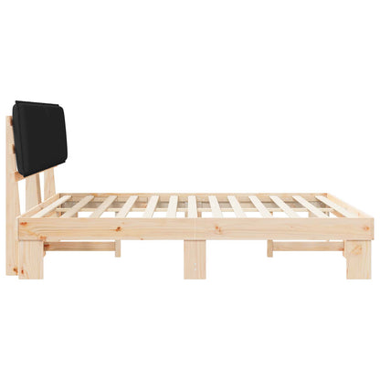 Letto con Testiera Rivestita Nero 200 x 200 cm Pino massello | homemem39