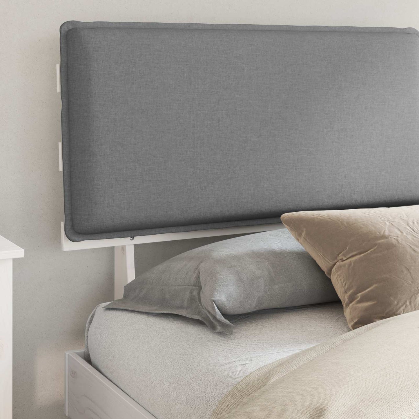 Letto con Testiera Rivestita Grigio chiaro 200 x 200 cm | homemem39