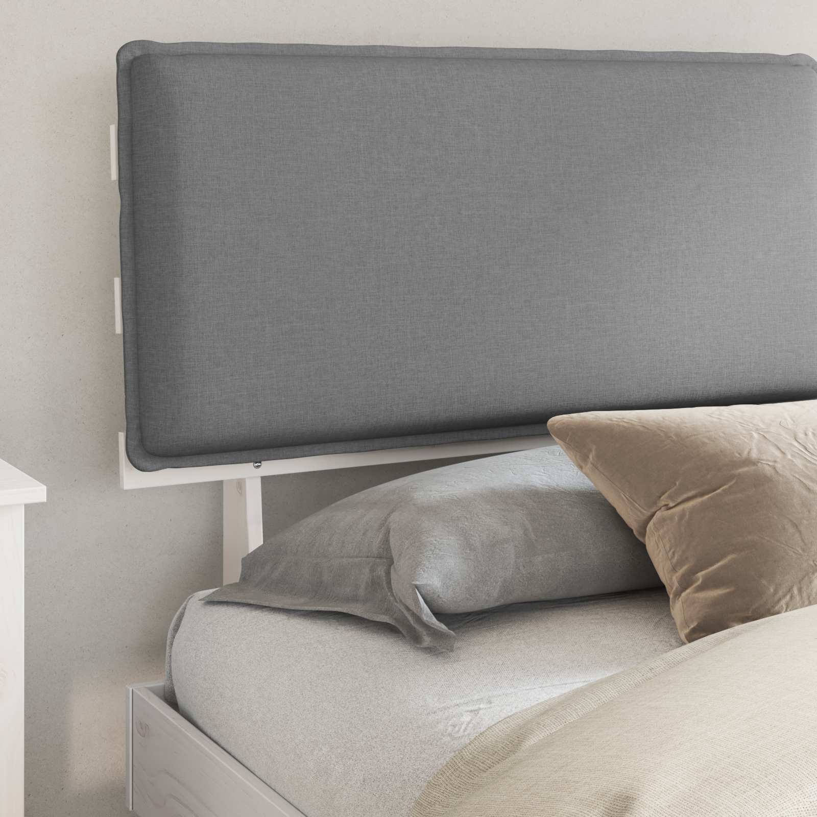 Letto con Testiera Rivestita Grigio chiaro 200 x 200 cm | homemem39