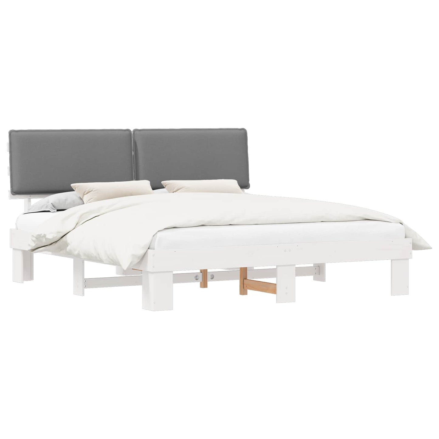 Letto con Testiera Rivestita Grigio chiaro 200 x 200 cm | homemem39