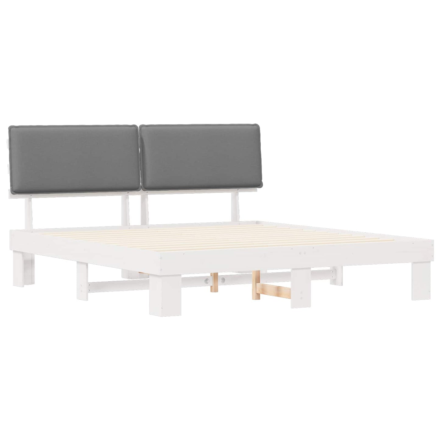 Letto con Testiera Rivestita Grigio chiaro 200 x 200 cm | homemem39