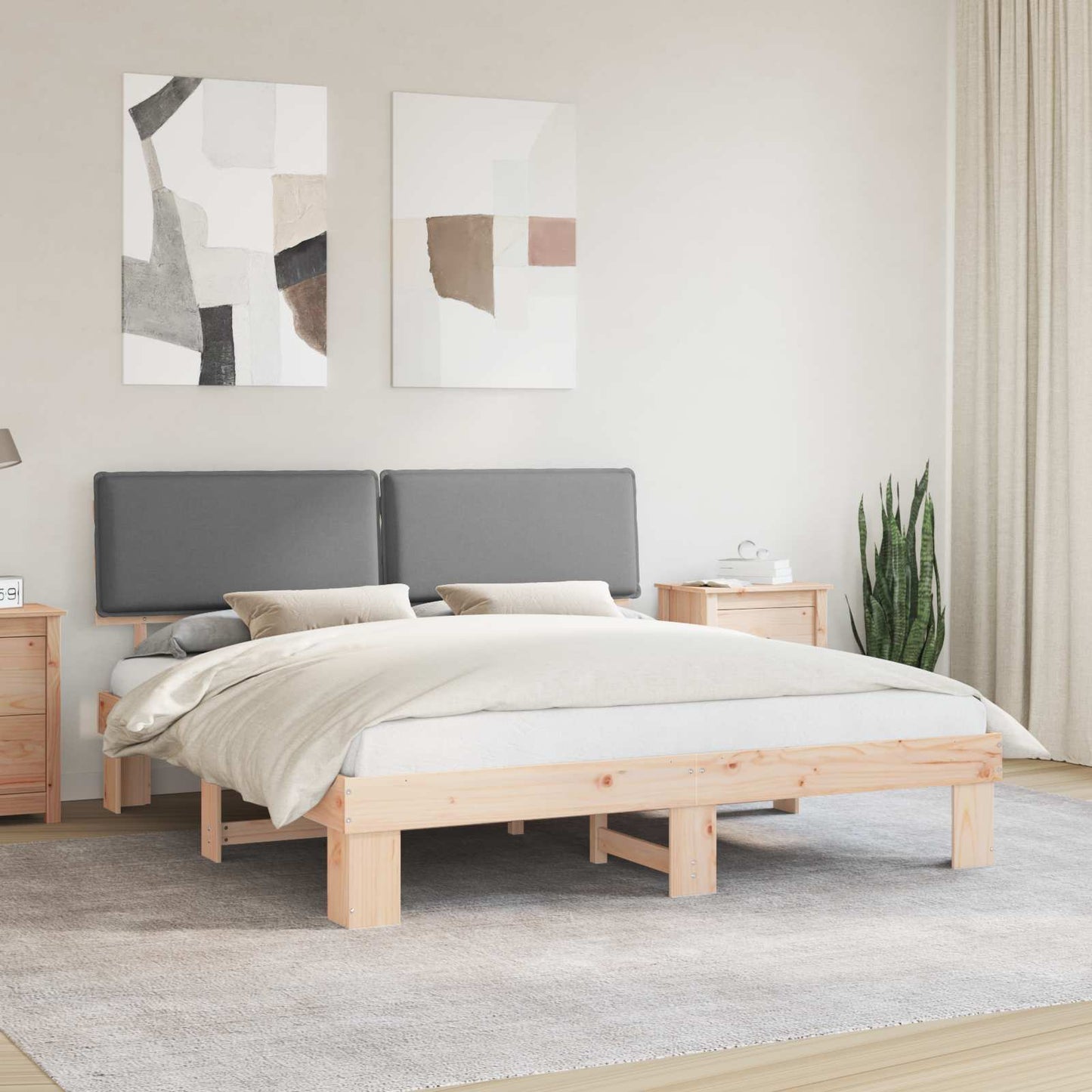 Letto con Testiera Rivestita Grigio chiaro 180 x 200 cm | homemem39