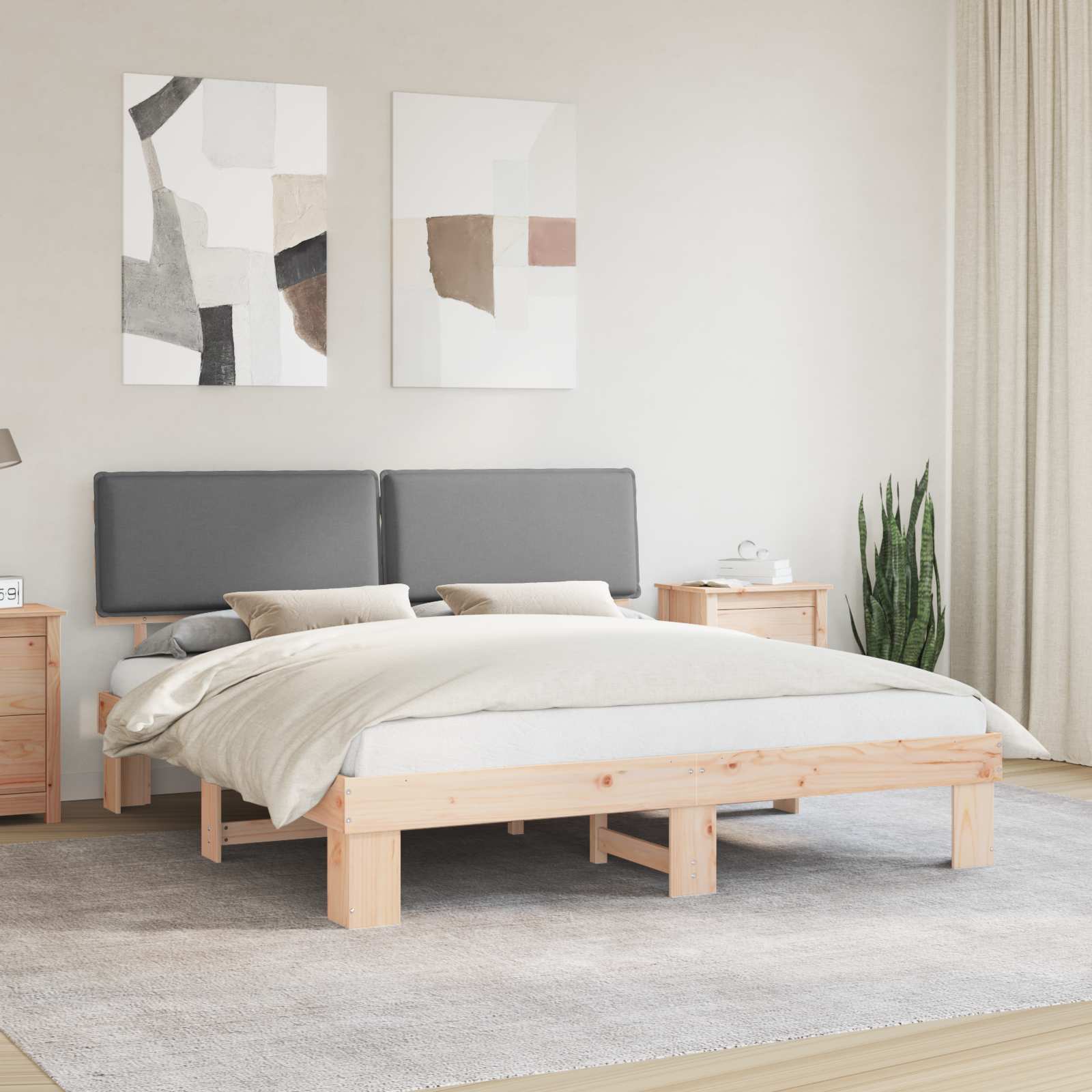 Letto con Testiera Rivestita Grigio chiaro 180 x 200 cm | homemem39
