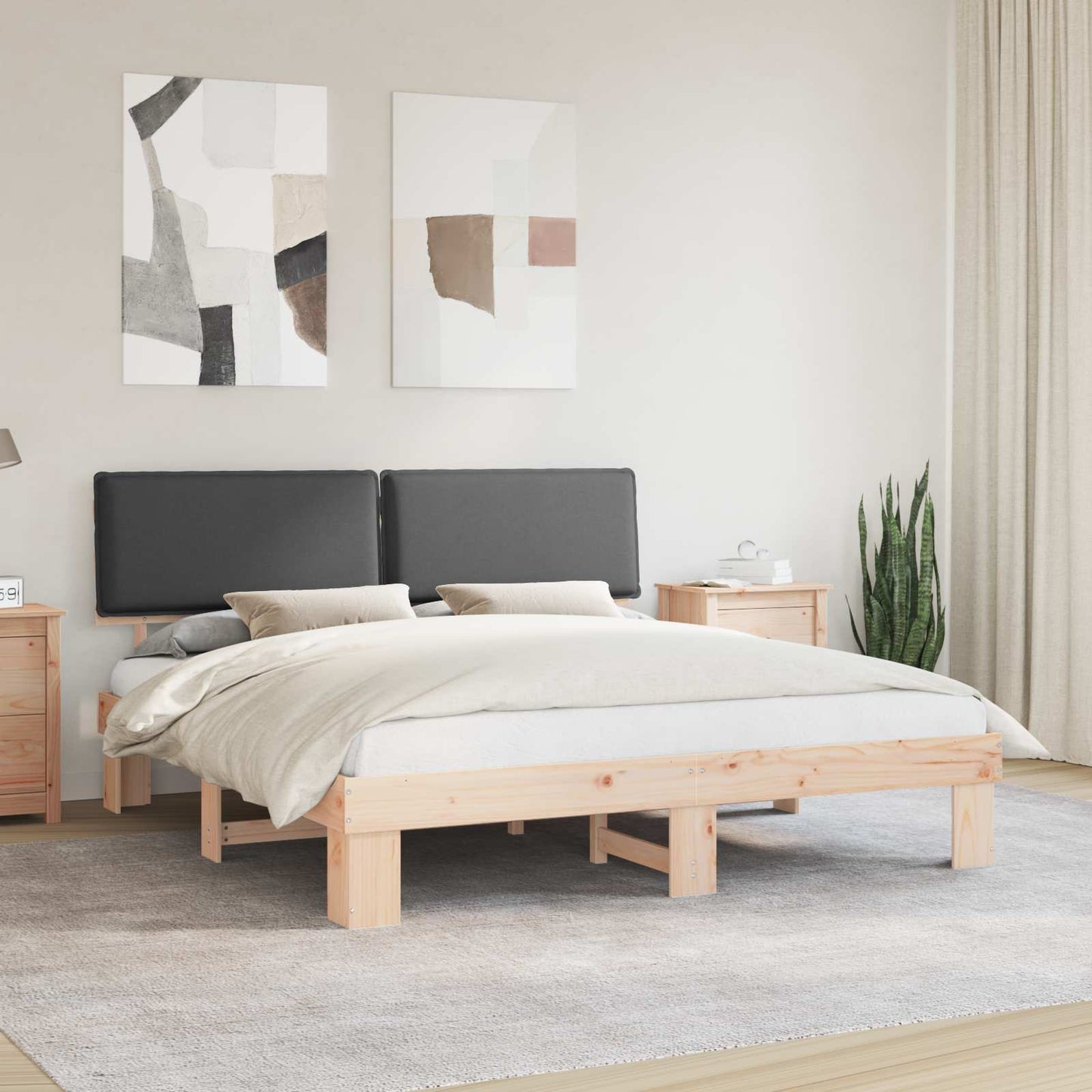 Letto con Testiera Rivestita Grigio scuro 180 x 200 cm | homemem39
