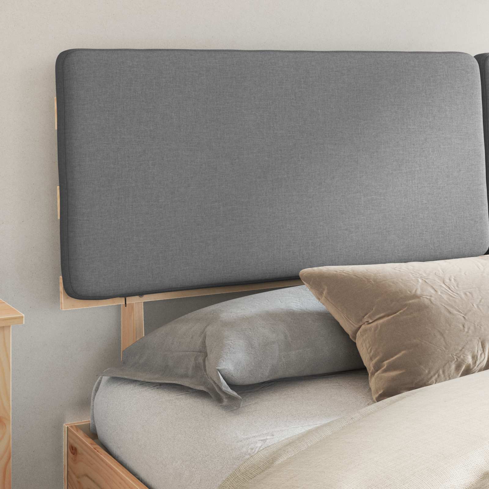 Letto con Testiera Rivestita Grigio chiaro 200 x 200 cm | homemem39