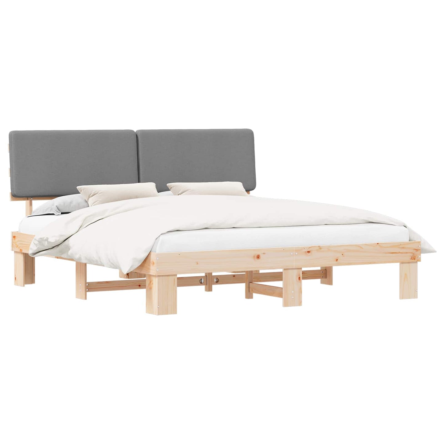 Letto con Testiera Rivestita Grigio chiaro 200 x 200 cm | homemem39