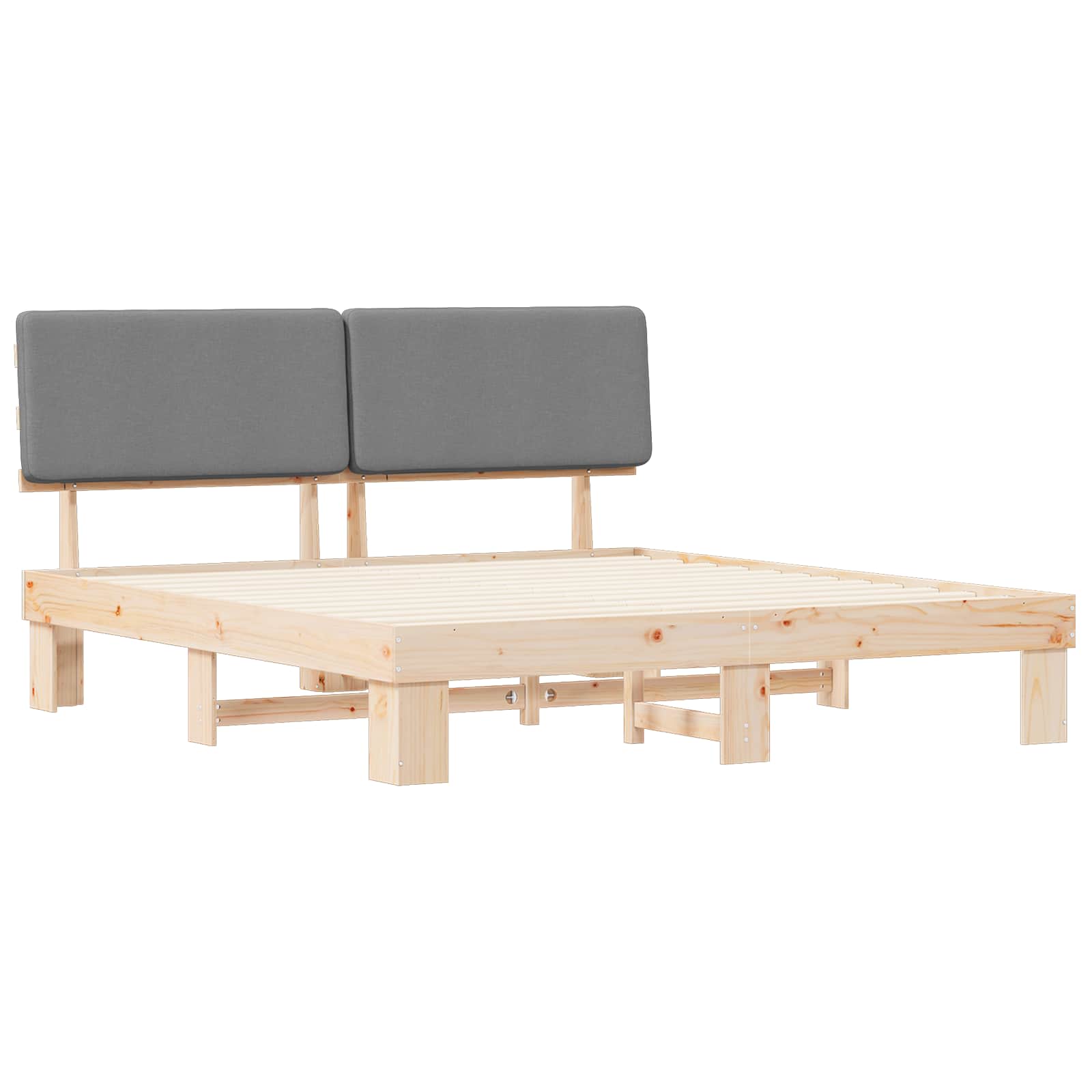 Letto con Testiera Rivestita Grigio chiaro 200 x 200 cm | homemem39