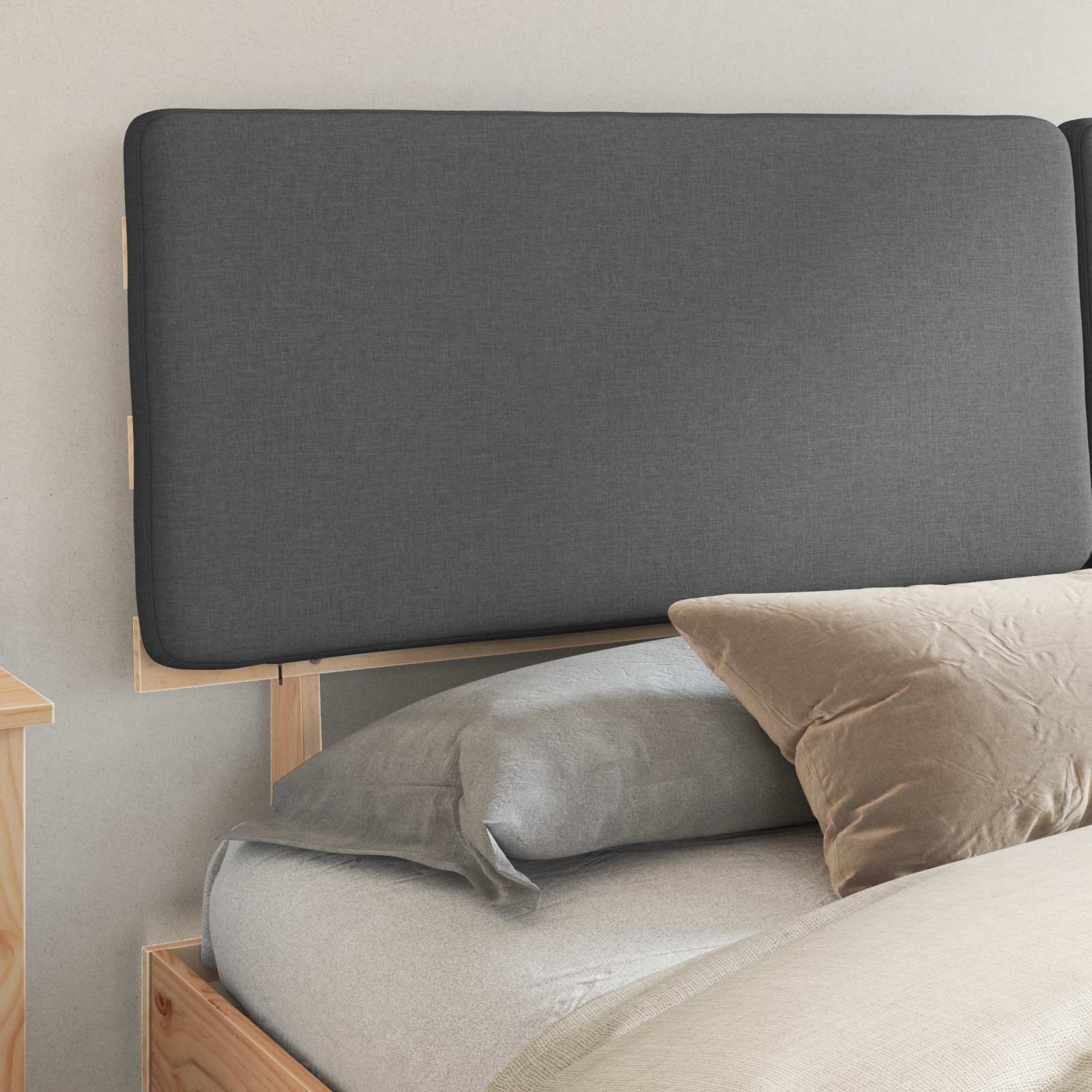 Letto con Testiera Rivestita Grigio scuro 200 x 200 cm | homemem39