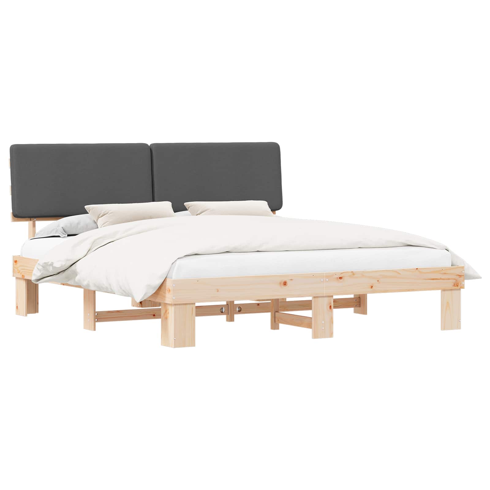 Letto con Testiera Rivestita Grigio scuro 200 x 200 cm | homemem39