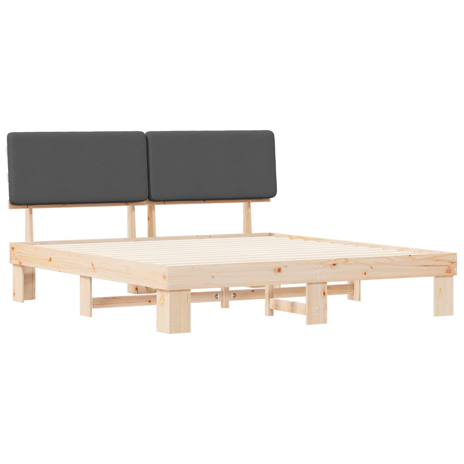 Letto con Testiera Rivestita Grigio scuro 200 x 200 cm | homemem39