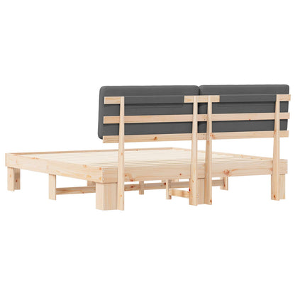 Letto con Testiera Rivestita Grigio scuro 200 x 200 cm | homemem39