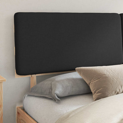 Letto con Testiera Rivestita Nero 200 x 200 cm Pino massello | homemem39