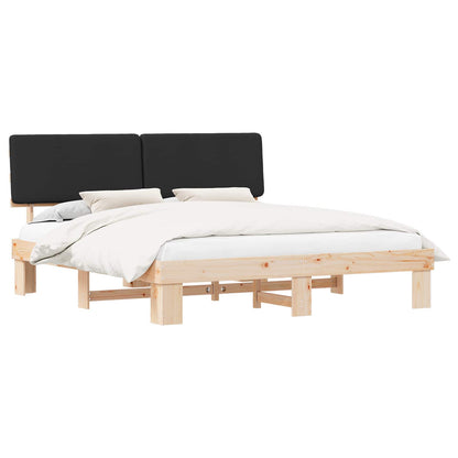 Letto con Testiera Rivestita Nero 200 x 200 cm Pino massello | homemem39