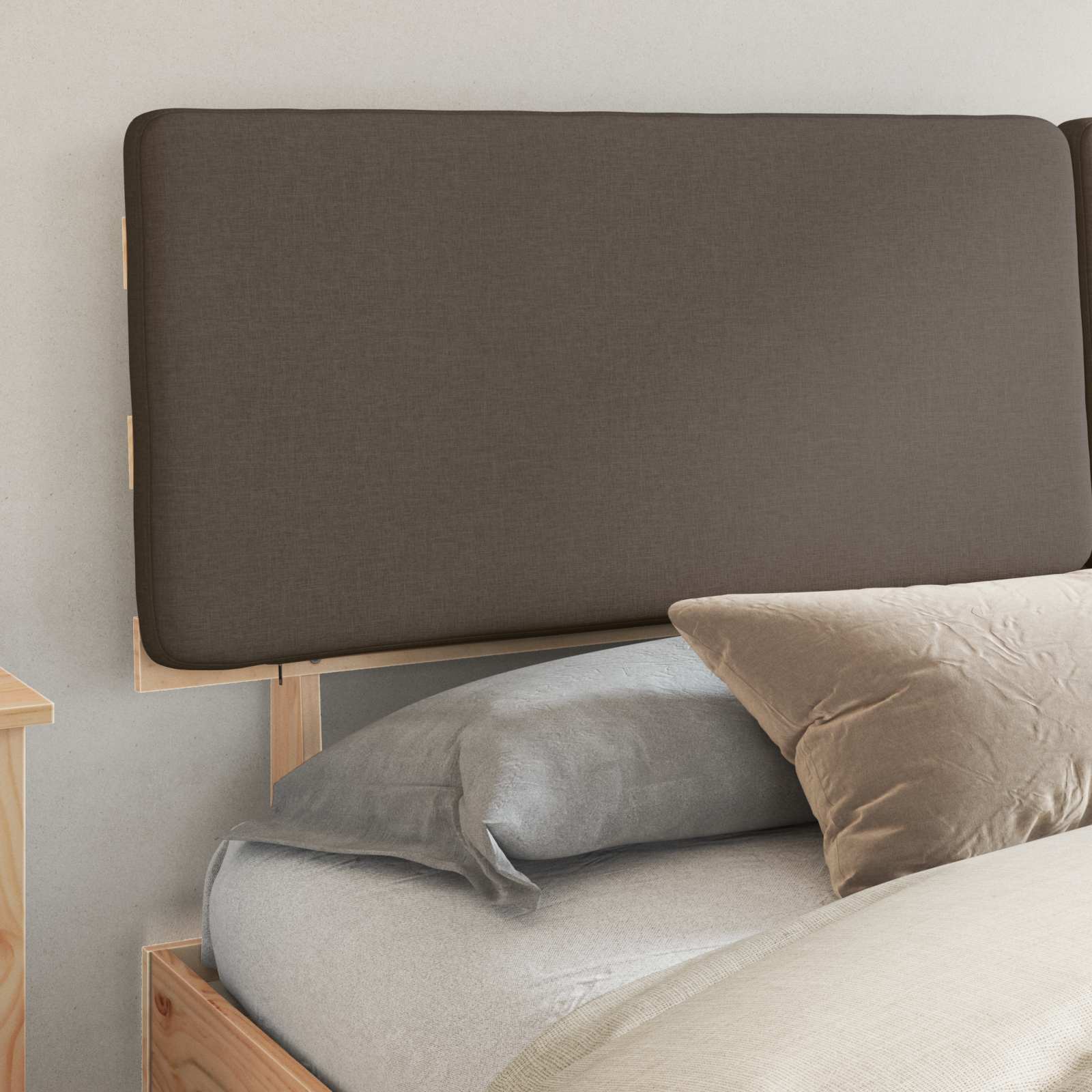 Letto con Testiera Rivestita Talpa 200 x 200 cm Pino massello | homemem39