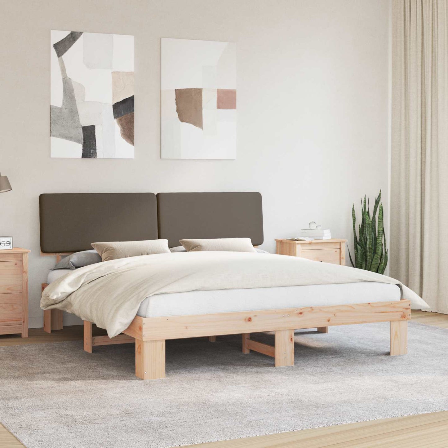 Letto con Testiera Rivestita Talpa 200 x 200 cm Pino massello | homemem39