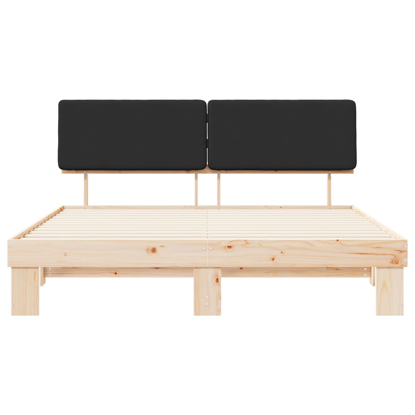 Letto con Testiera Rivestita Nero 180 x 200 cm Pino massello