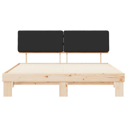 Letto con Testiera Rivestita Nero 180 x 200 cm Pino massello