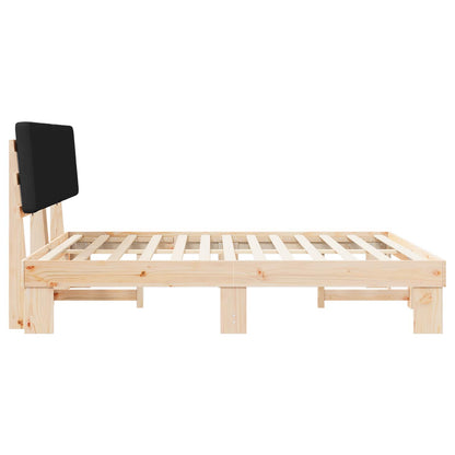 Letto con Testiera Rivestita Nero 180 x 200 cm Pino massello