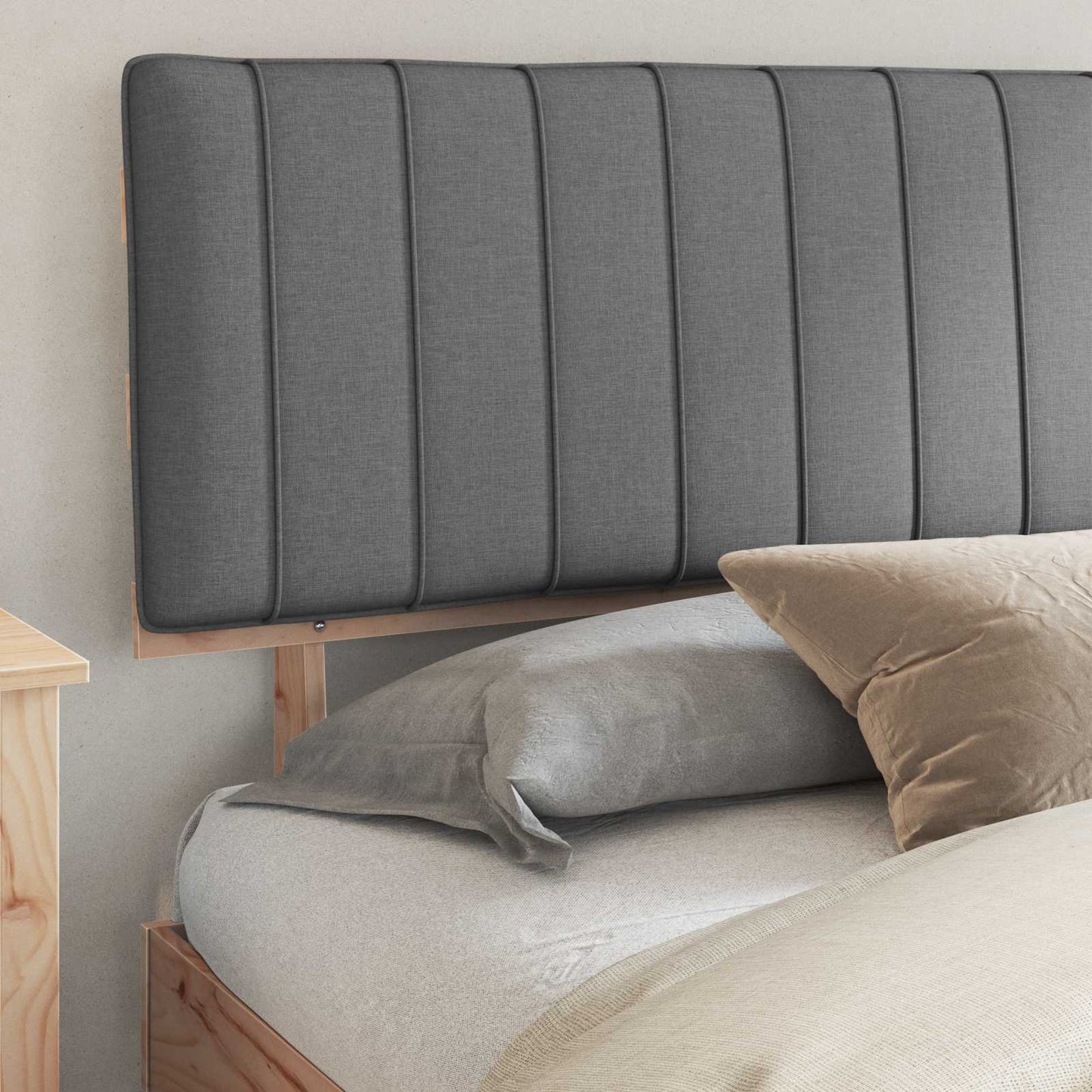 Letto con Testiera Rivestita Grigio chiaro 200 x 200 cm | homemem39
