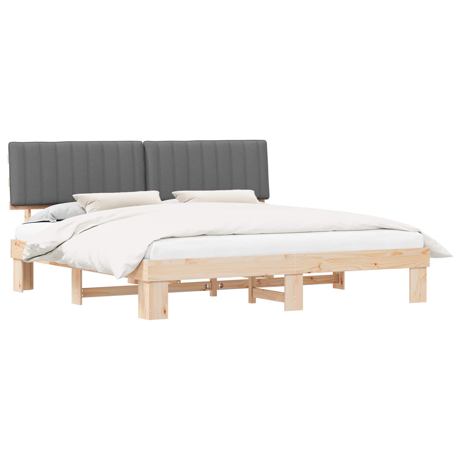 Letto con Testiera Rivestita Grigio chiaro 200 x 200 cm | homemem39