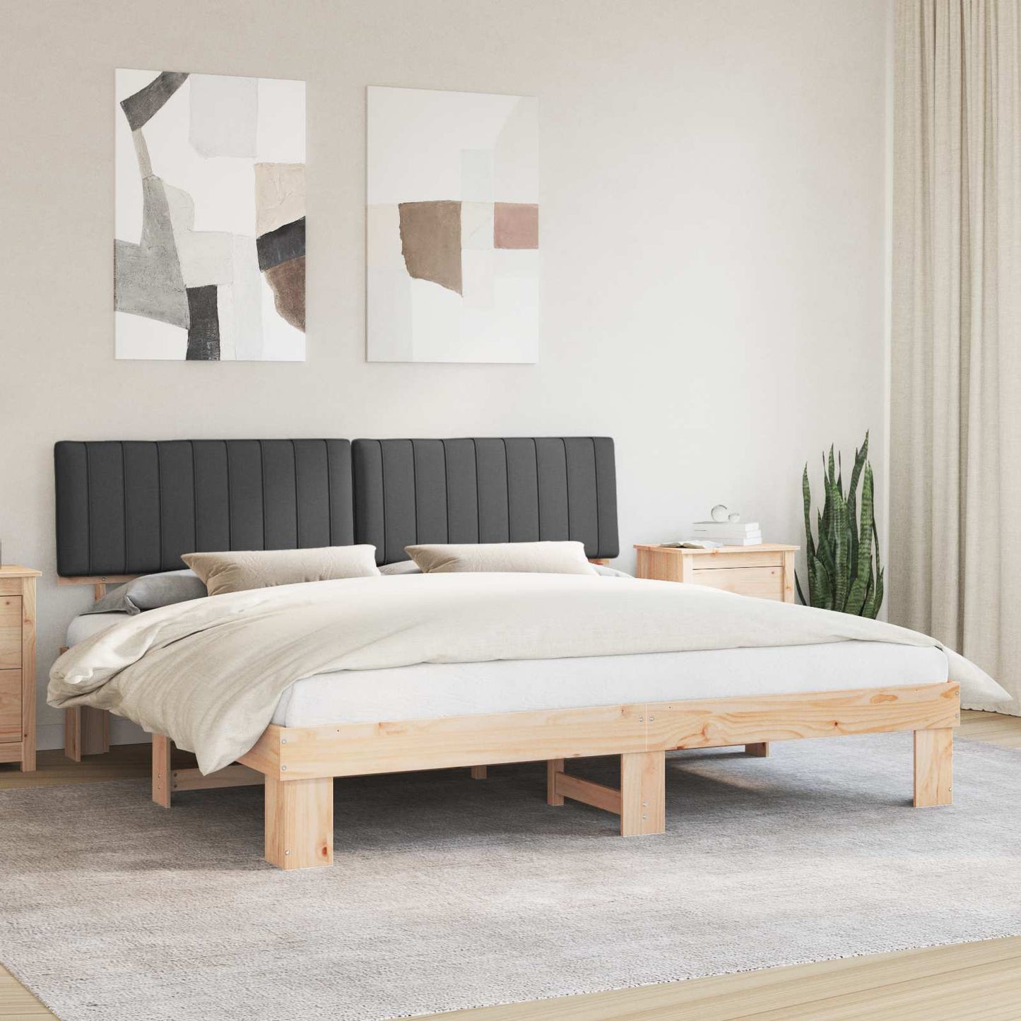 Letto con Testiera Rivestita Grigio scuro 200 x 200 cm | homemem39
