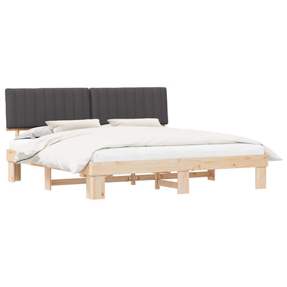 Letto con Testiera Rivestita Grigio scuro 200 x 200 cm | homemem39