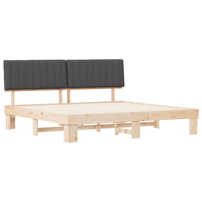 Letto con Testiera Rivestita Grigio scuro 200 x 200 cm | homemem39