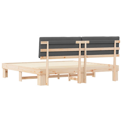 Letto con Testiera Rivestita Grigio scuro 200 x 200 cm | homemem39