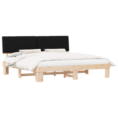 Letto con Testiera Rivestita Nero 200 x 200 cm Pino massello | homemem39