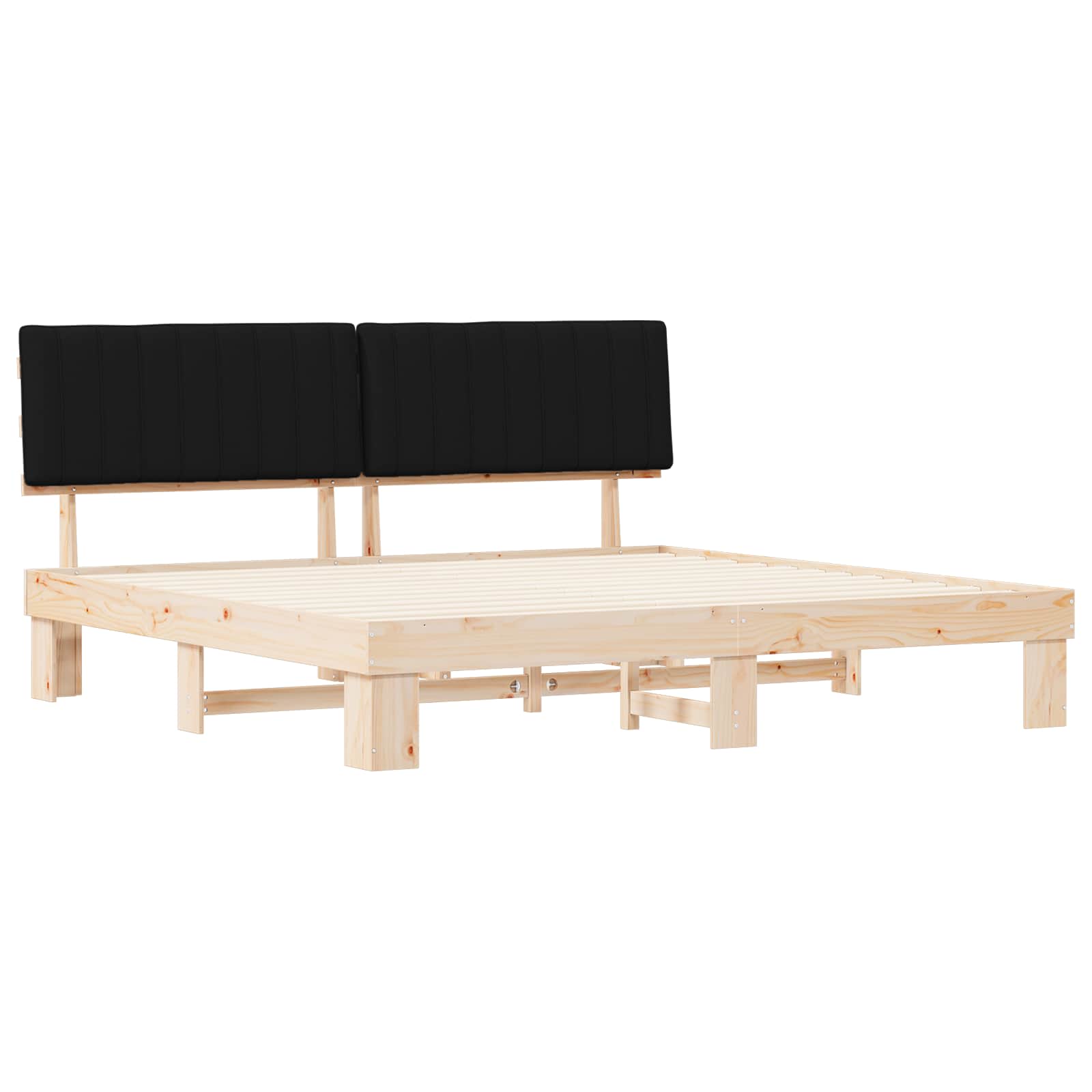 Letto con Testiera Rivestita Nero 200 x 200 cm Pino massello | homemem39